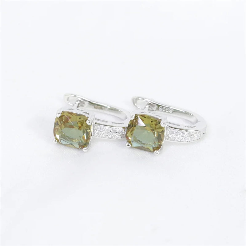 925 Silver Colorful Stone Hanggie Earrings For Women