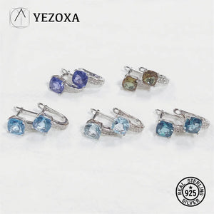 925 Silver Colorful Stone Hanggie Earrings For Women