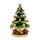 YF Enamelled Crystal & Pearl Christmas Tree Jewelry Box