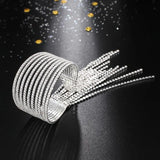 Sparkly Rhinestone Bangle Bracelet Silver Plated Crystal Bangles for Women