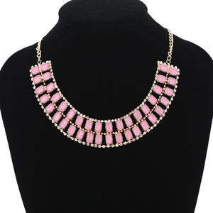Pink Square Choke Necklace for Party Christmas Gift
