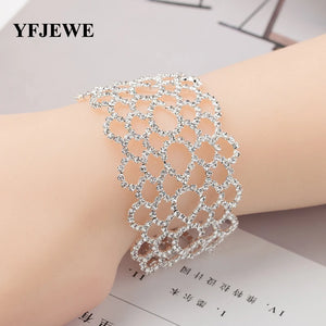 Rhinestone Jewelry Women Silver Crystal Link Bracelet Bangle Wedding