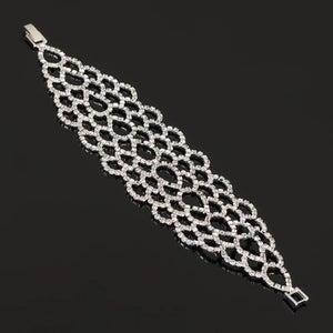 Rhinestone Jewelry Women Silver Crystal Link Bracelet Bangle Wedding