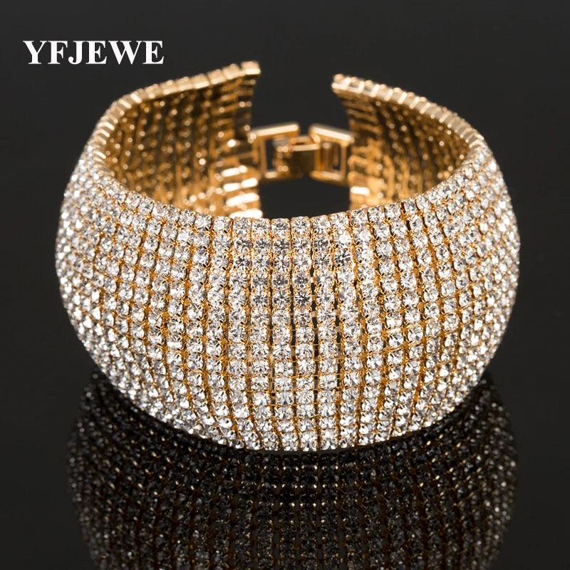 Rhinestone Link Bracelet Crystal Bangle Wedding Party Accessory