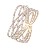 Geometric Crystal Cross Charm Bangle Adjustable Bracelet