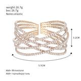 Geometric Crystal Cross Charm Bangle Adjustable Bracelet