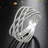 Geometric Crystal Cross Charm Bangle Adjustable Bracelet