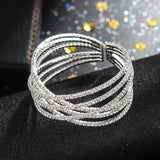 Geometric Crystal Cross Charm Bangle Adjustable Bracelet