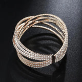 Geometric Crystal Cross Charm Bangle Adjustable Bracelet