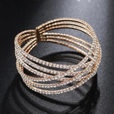 Geometric Crystal Cross Charm Bangle Adjustable Bracelet