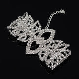 Crystal Leaves Hollow Silver Plated Bracelet Sparkling Rhinestone Chain B202