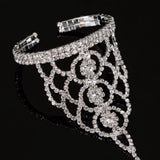 Silver Crystal Girls Bracelets with Hand Ring Flower Bangles