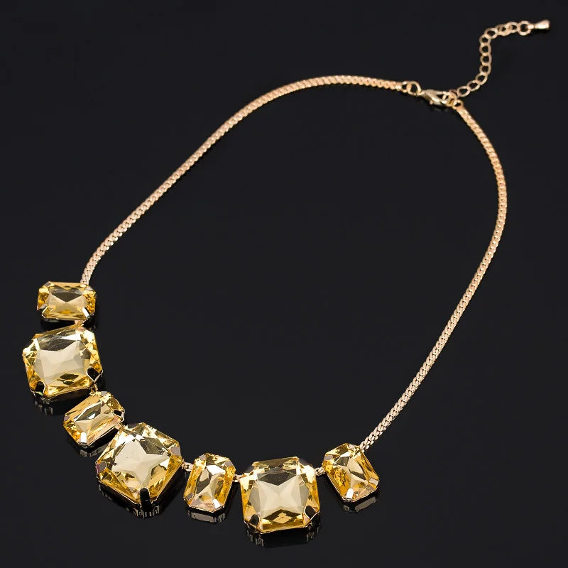 Vintage Crystal Necklace Gem Short Necklace Female N022