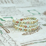 3X Leather Wrap Stone Bracelets Crystal Women Bohemian Heart Buckle