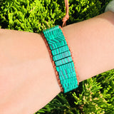 Bohemia Malachite Stone Leather Wrap Bracelet