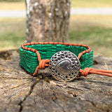 Bohemia Malachite Stone Leather Wrap Bracelet
