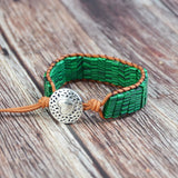 Bohemia Malachite Stone Leather Wrap Bracelet
