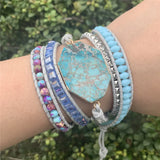 Boho Mix Chain 5 Strand Wrap Bracelet Natural Stone Woven Charm Dropship