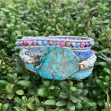 Boho Mix Chain 5 Strand Wrap Bracelet Natural Stone Woven Charm Dropship