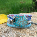 Boho Mix Chain 5 Strand Wrap Bracelet Natural Stone Woven Charm Dropship
