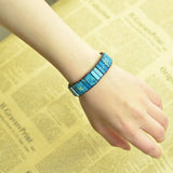 Bohemia Leather Wrap Bracelet with Semi Precious Stones