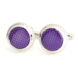 Round Transparent Enamel Cufflink in Purple,Black,Blue,Red