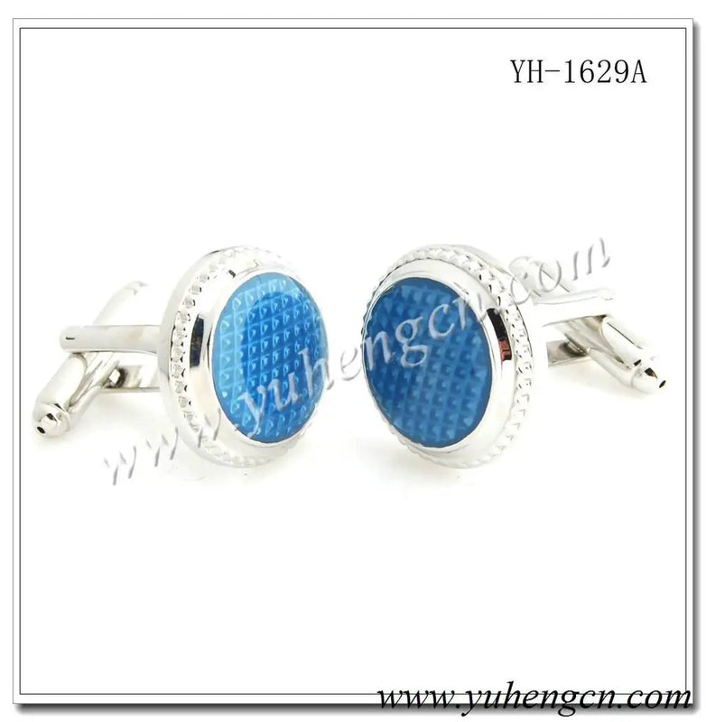 Round Transparent Enamel Cufflink in Purple,Black,Blue,Red
