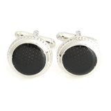 Round Transparent Enamel Cufflink in Purple,Black,Blue,Red