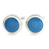 Round Transparent Enamel Cufflink in Purple,Black,Blue,Red