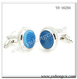 Round Transparent Enamel Cufflink in Purple,Black,Blue,Red