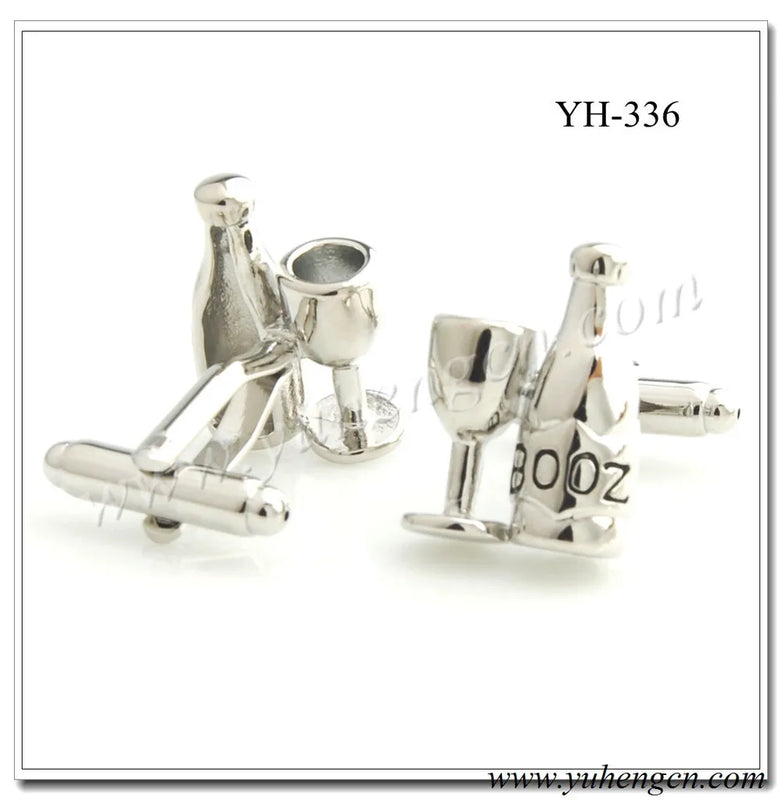 YH-336 Winebottle & Wineglass Novelty Cufflinks