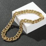 Retro Carved Necklace Men's Punk Rose Pattern Cuban Metal Accessory