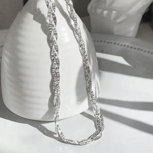 YH Italian Flash Woven Snake Bone Chain Necklace