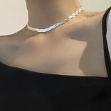 YH Italian Flash Woven Snake Bone Chain Necklace
