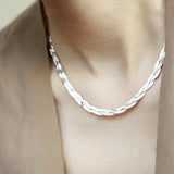 YH Italian Flash Woven Snake Bone Chain Necklace