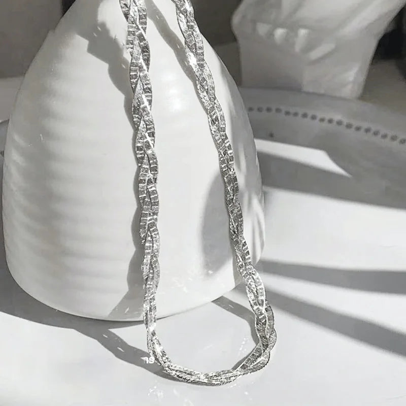 YH Italian Flash Woven Snake Bone Chain Necklace