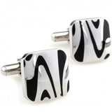 Enamel Flower Stripe Epoxy Cufflink 4 Pairs
