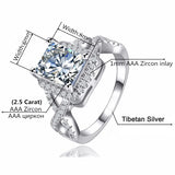 Delicate Square Cubic Zircon Ring Tibetan Silver Jewelry