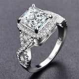 Delicate Square Cubic Zircon Ring Tibetan Silver Jewelry