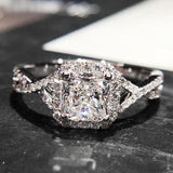 Delicate Square Cubic Zircon Ring Tibetan Silver Jewelry