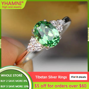 Emerald Ring Tibetan Silver Wedding Band for Women RC004