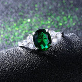 Emerald Ring Tibetan Silver Wedding Band for Women RC004