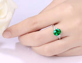 Emerald Ring Tibetan Silver Wedding Band for Women RC004