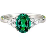 Emerald Ring Tibetan Silver Wedding Band for Women RC004