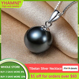 Tibetan Silver Necklace with Pearl Pendant - Statement Women's Jewelry
