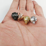 4pcs Green-eyed Wolf Head Pendant Copper Spacer Beads Charms for Jewelry Making