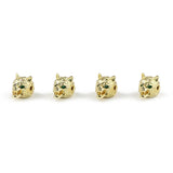 4pcs Green-eyed Wolf Head Pendant Copper Spacer Beads Charms for Jewelry Making