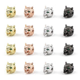 4pcs Green-eyed Wolf Head Pendant Copper Spacer Beads Charms for Jewelry Making