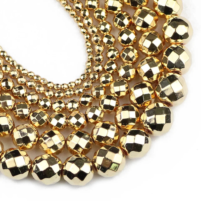Faceted Hematite Beads Natural Stone 2/3/4/6/8/10mm Round Loose Beads