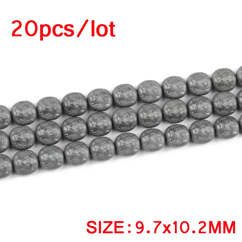 Hematite Lion Buddha Maitreya Head Stone Spacer Beads